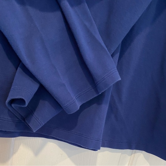 L.L. Bean Size 2X Royal Blue Long Sleeve Cowl V Neck Pullover Soft Cotton Shirt - Picture 3 of 10